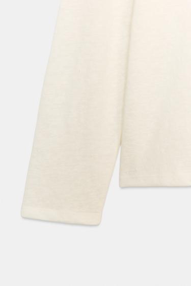 RUSTIC LONG SLEEVE T-SHIRT - Oyster-white by Zara - Image 8
