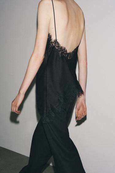ZW COLLECTION LACE CAMISOLE TOP - Black by Zara - Image 4