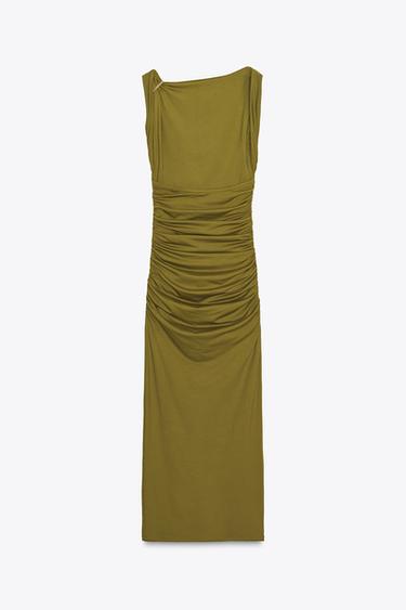 SHELL POLYAMIDE DRESS - Olive green by Zara