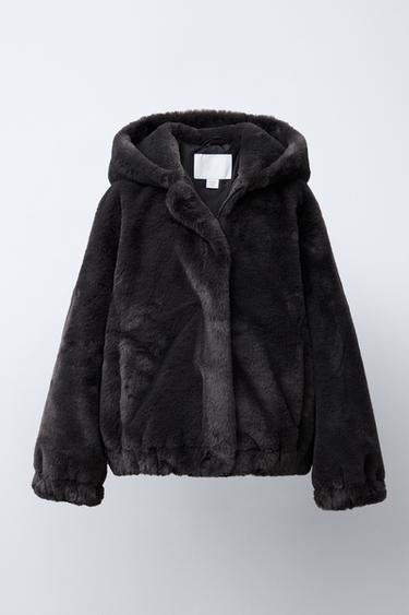 КУРТКА С КАПЮШОНОМ И ОТДЕЛКОЙ ПОД МЕХ — АНТРАЦИТОВО-СЕРЫЙ от Zara