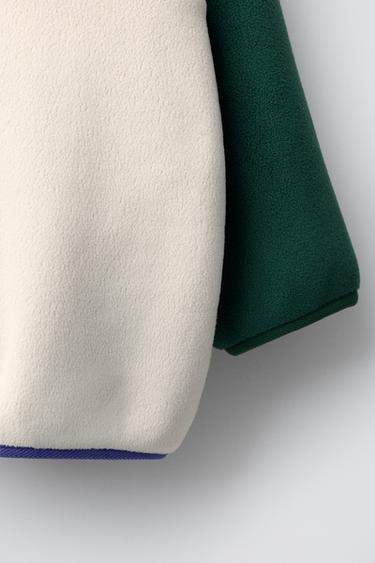 SWEAT POLAIRE COLOR BLOCK À ÉTIQUETTE - Vert de Zara - Image 3