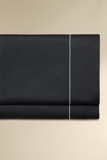 SATEEN FLAT SHEET WITH TRIM (500 THREAD COUNT) - MIDNIGHT BLUE by Zara - Image 0