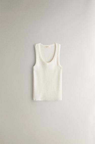 BAUMWOLLTOP - Cremefarben von Zara