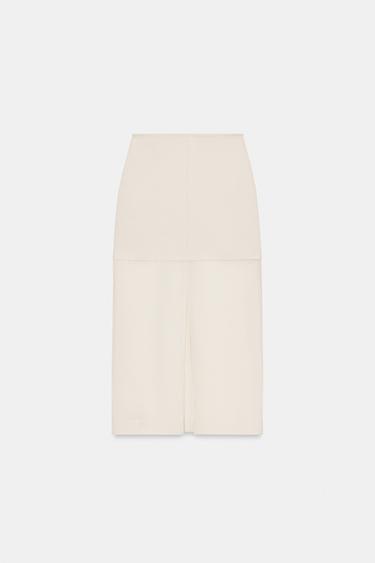 CONTRAST KNIT PENCIL SKIRT - Ecru by Zara - Image 5