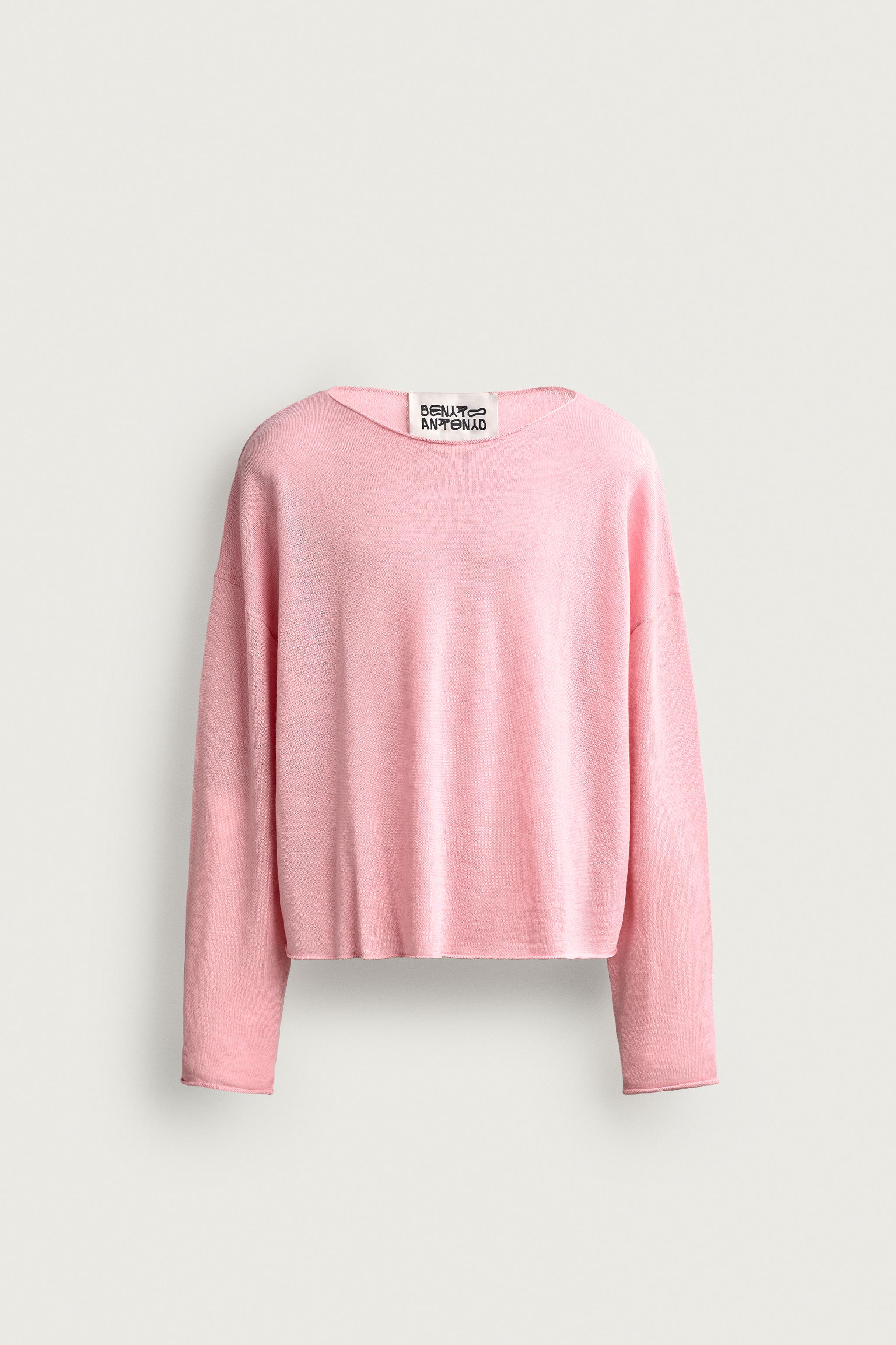 Zara KETEN - YÜN CROPPED FIT KAZAK
