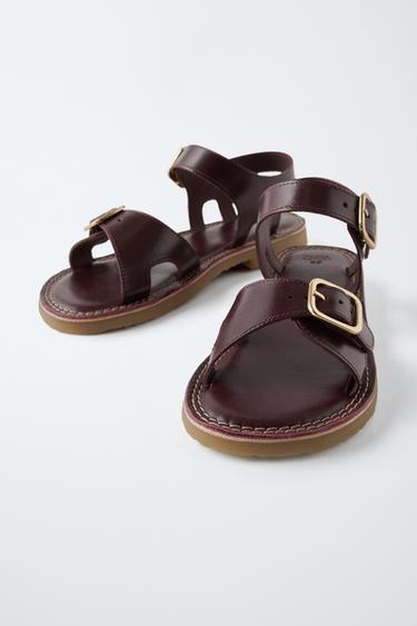 BUCKLED LEATHER SANDALS - Brown by Zara - Image 2