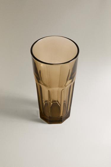 RAISED DESIGN GLASS TUMBLER - Brown by Zara