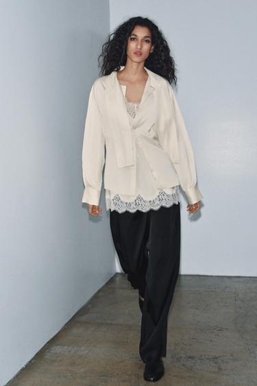 BLOUSE SATINÉE BIMATIÈRE ZW COLLECTION - Crème de Zara - Image 0