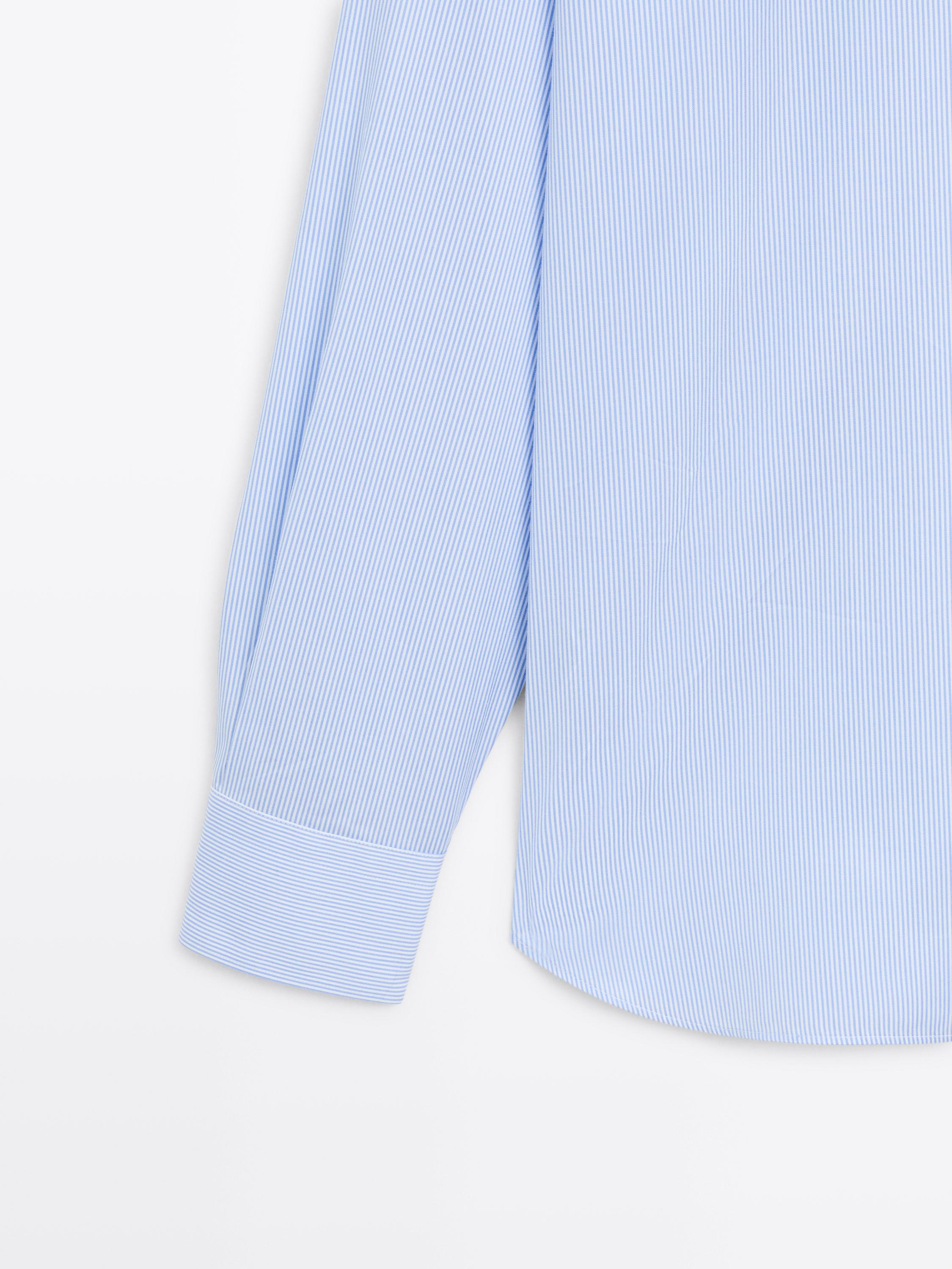 Chemise slim en twill à rayures