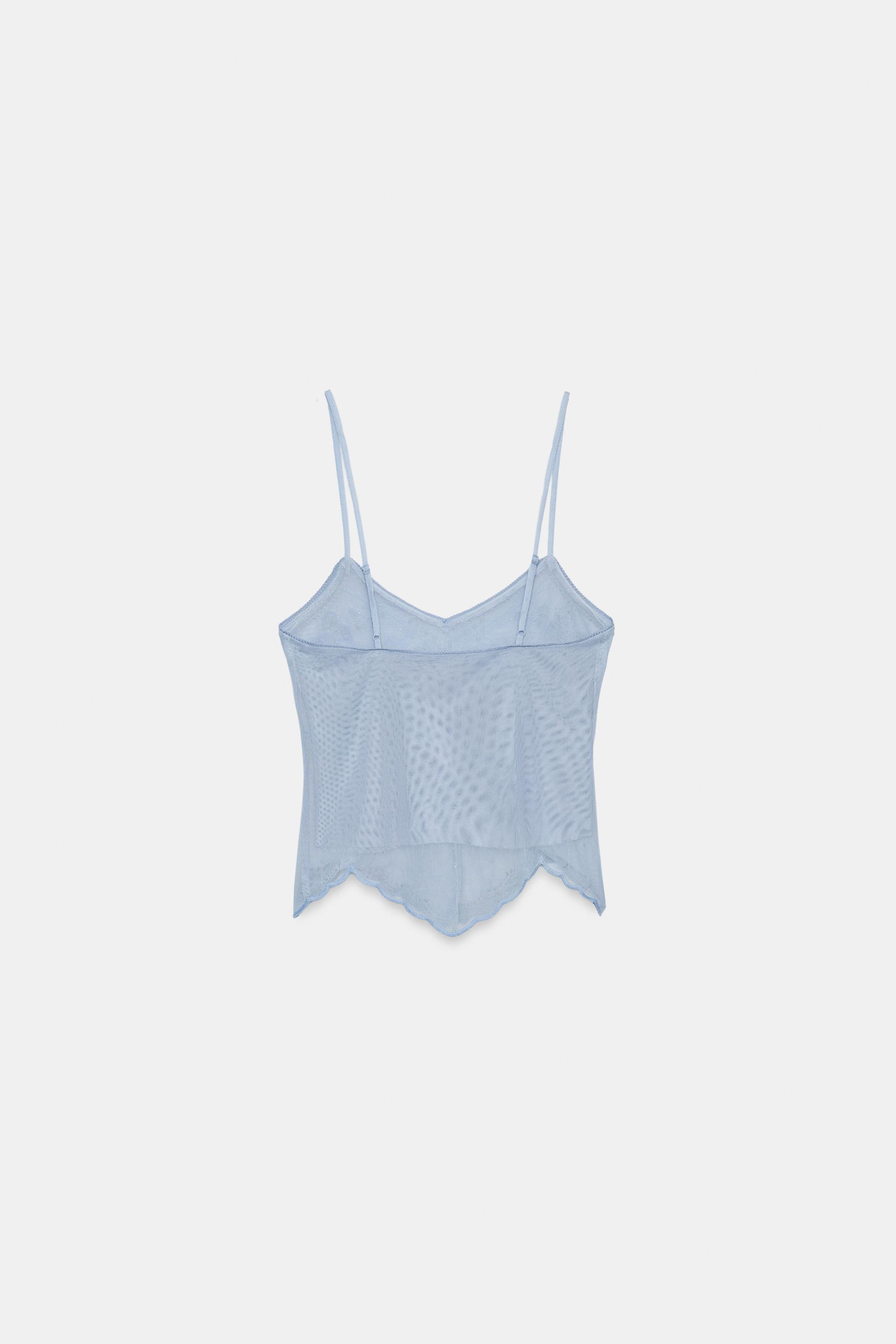 EMBROIDERED CAMISOLE - Light blue | ZARA United States