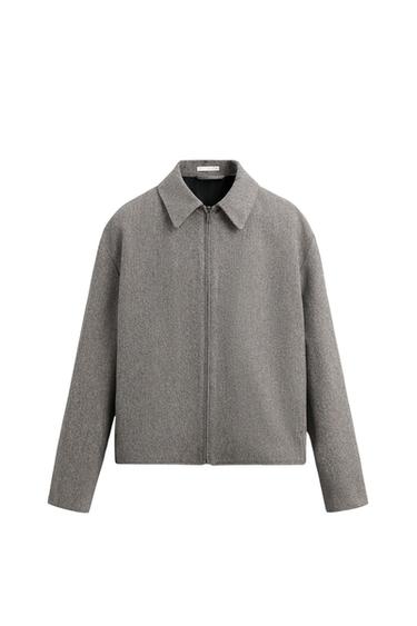 Zara ZIPPERED STRUCTURED JACKET - Brown - Image 0