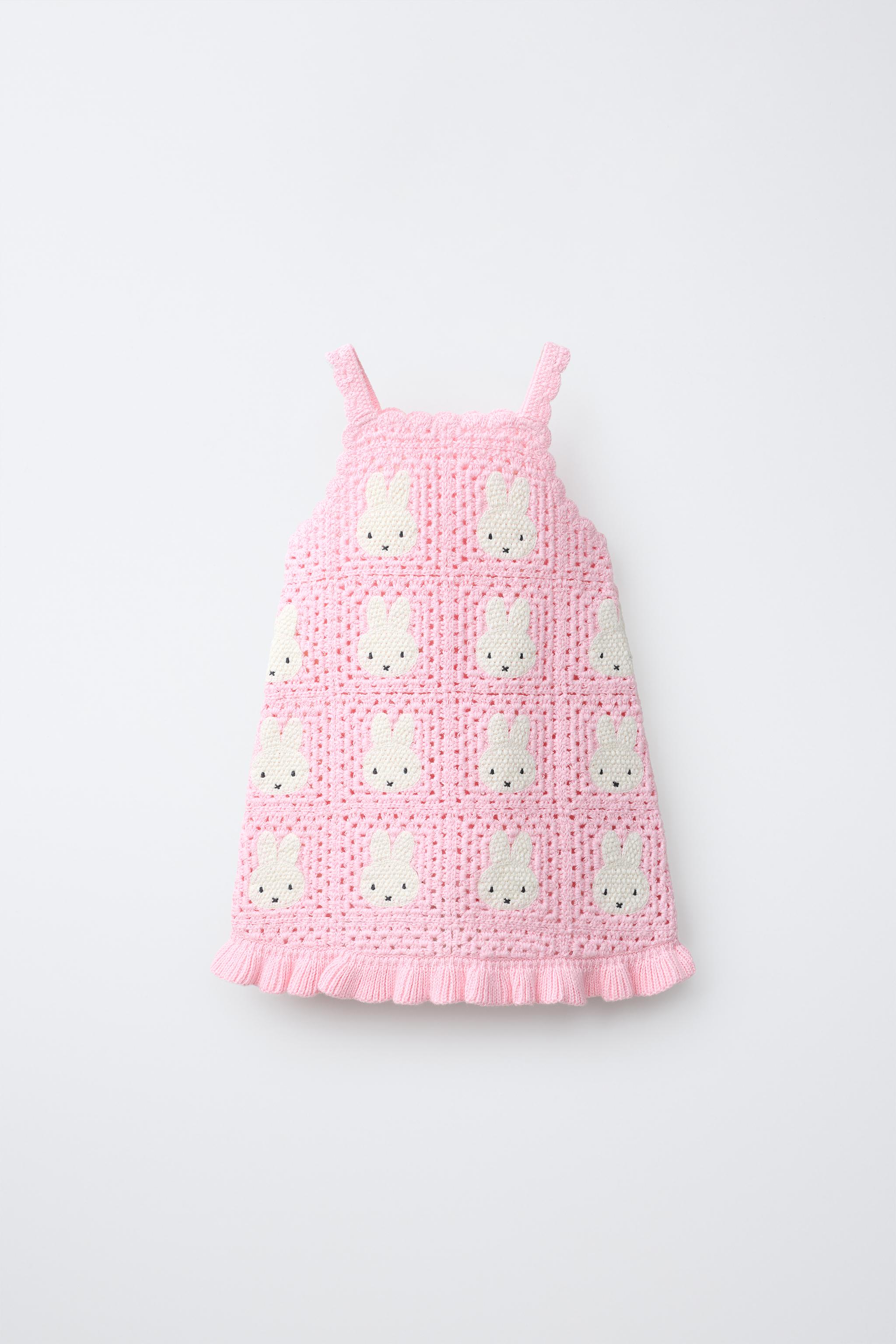 MIFFY™ MERCIS BV © CROCHET KNIT DRESS — Pastel pink