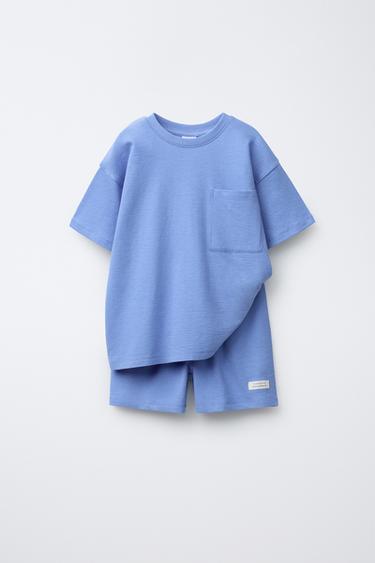 6-14 YEARS/PLAIN T-SHIRT AND BERMUDA PYJAMAS - Blue by Zara