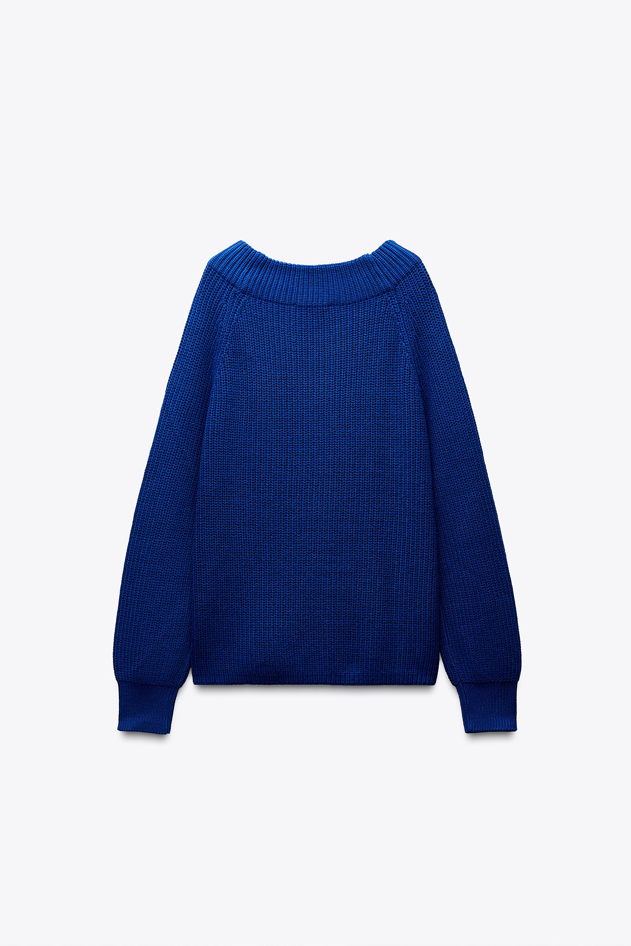 SWEATER Blue Jersey ZARA Basic Knit Para Mujer Azul Marino