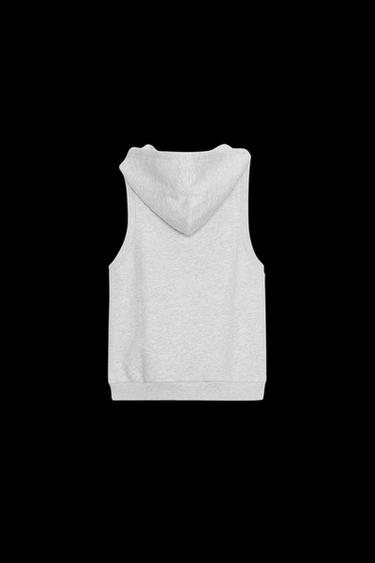 FLEECE-WESTE MIT KAPUZE - Grau meliert von Zara
