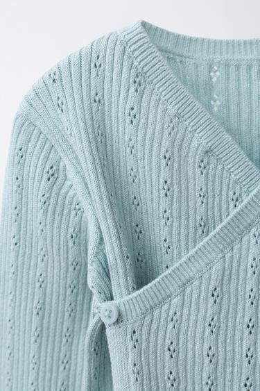 POINTELLE KNIT CARDIGAN - Light turquoise by Zara - Image 2