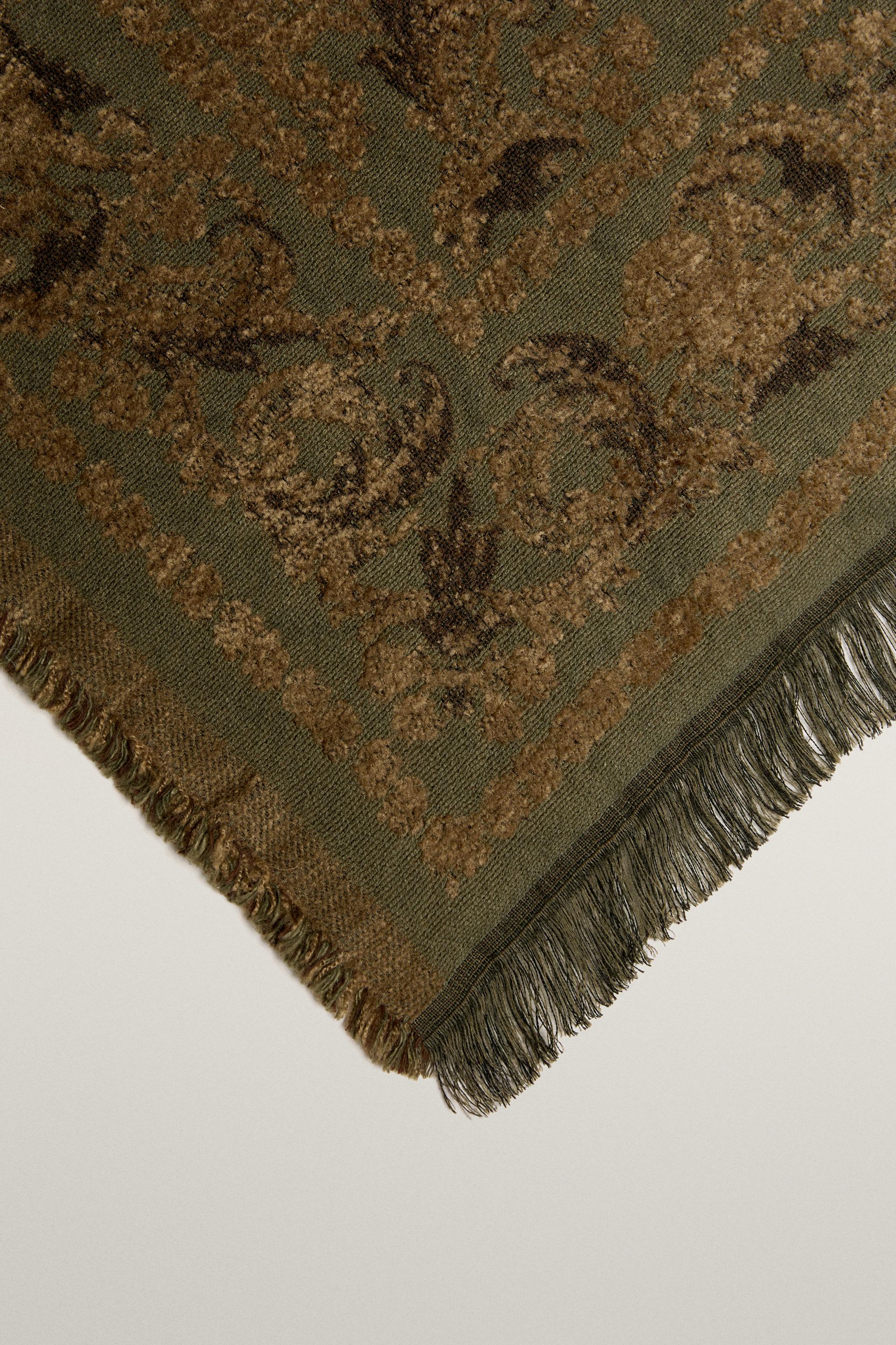 CHENILLE JACQUARD BLANKET - Khaki | ZARA United States