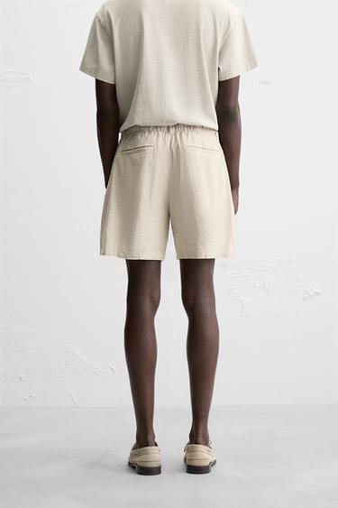 BERMUDA EN COTON ET LIN - Beige clair de Zara - Image 2