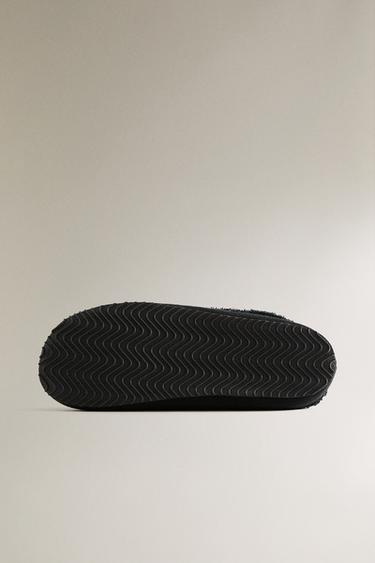 Zara TERRY BATHROOM MULE SLIPPERS - 黑色