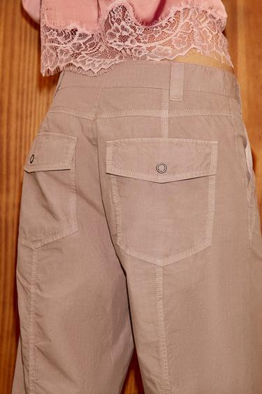 PANTALÓN RECTO FRUNCES - Rosa empolvado de Zara