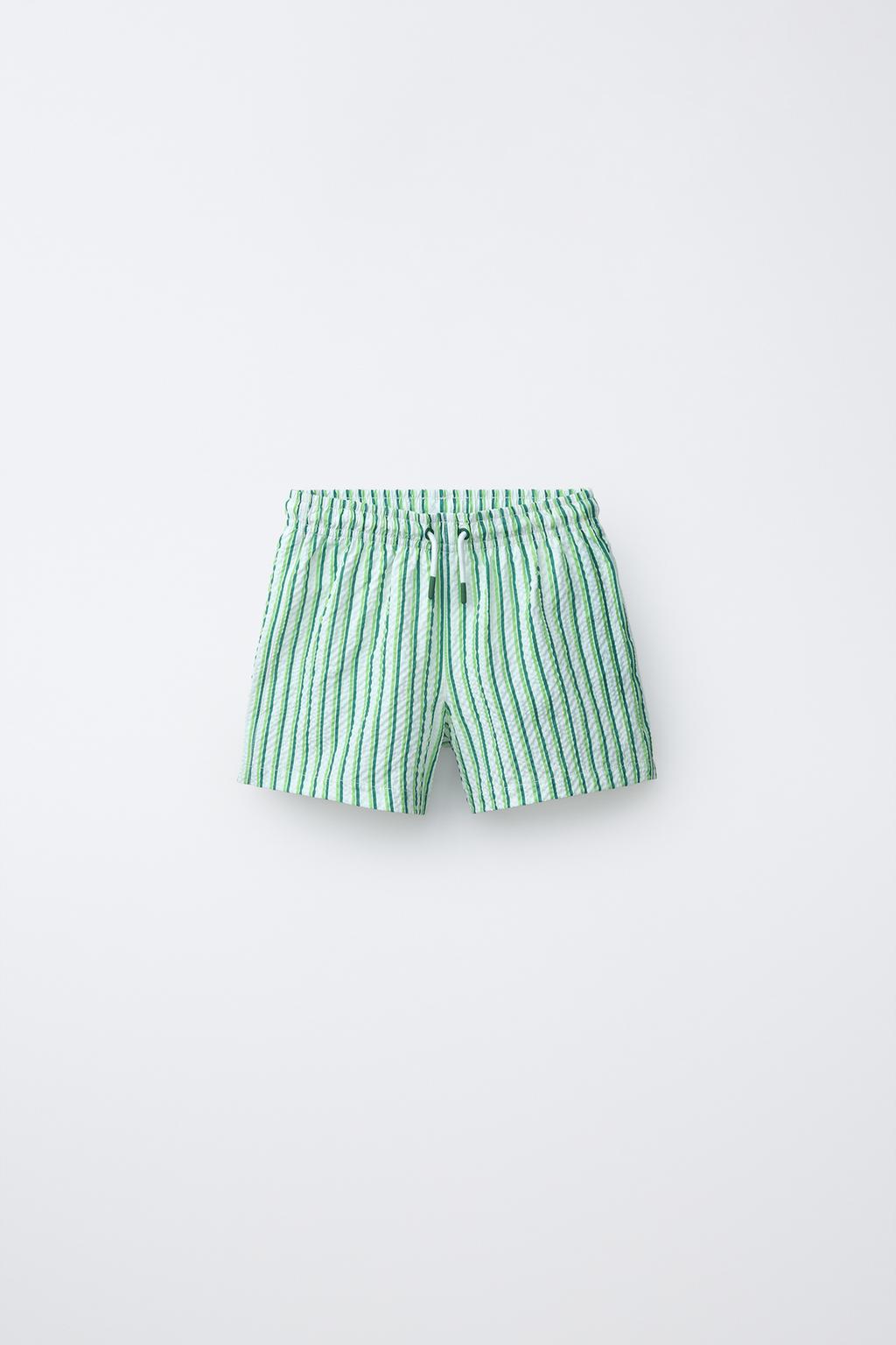 6-14 YEARS / STRIPED SEERSUCKER SWIM SHORTS
