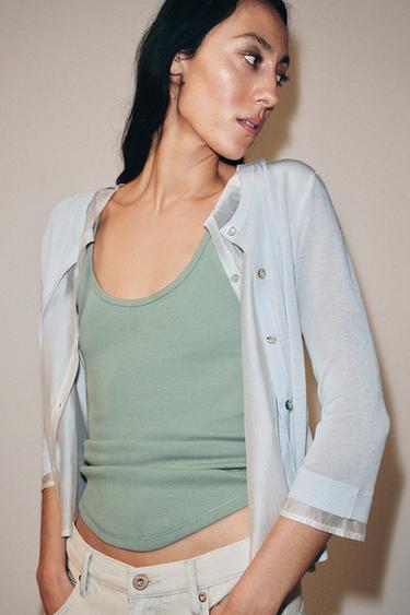 VESTE EN MAILLE COMBINÉE - Bleu / Blanc de Zara - Image 3