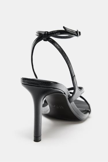 SANDALES EN CUIR À TALONS - Noir de Zara - Image 4