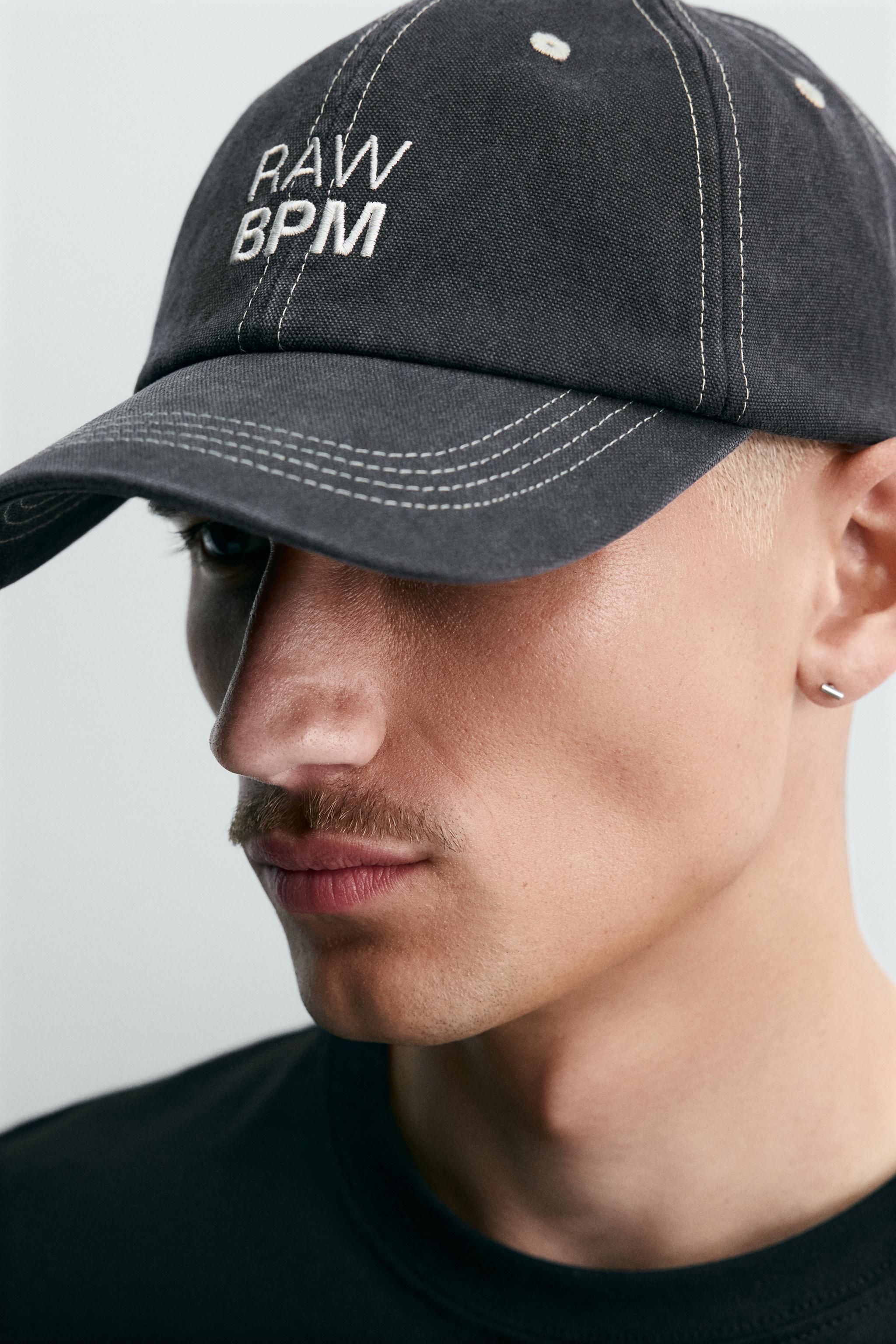 WASHED EMBROIDERED TEXT TOPSTITCHED CAP