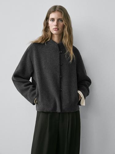 Zara Wool blend jacket with collar detail - Gray