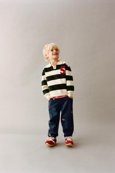 SUÉTER POLO LISTRADO - Cru / Verde da Zara