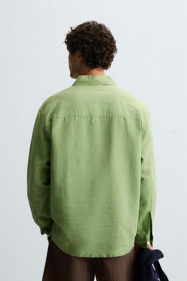 CHEMISE POLO LIN ET COTON - Vert clair de Zara - Image 2