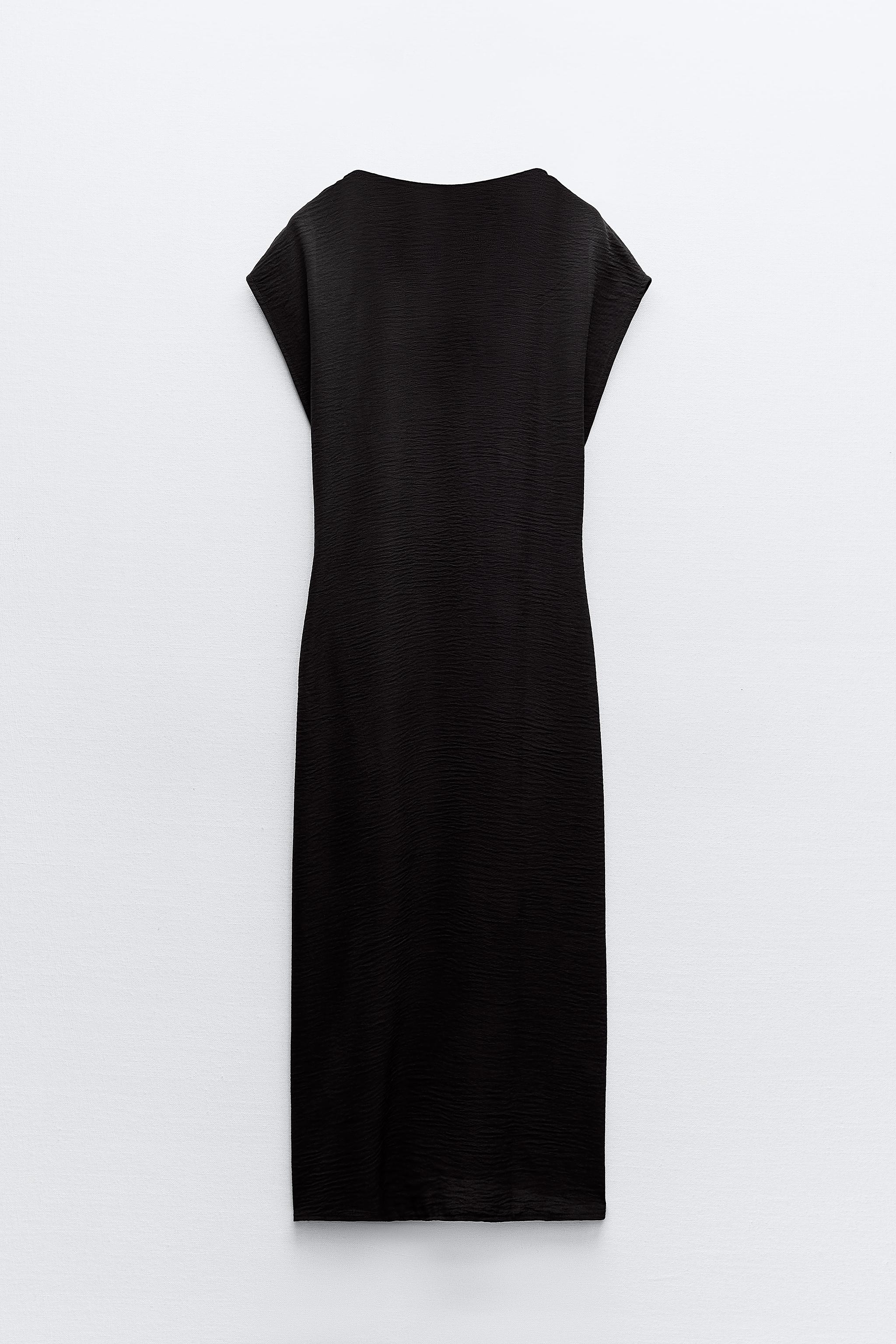 FLOWING DRESS WITH GATHERING - Black