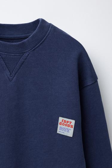 SWEAT TEINT EN PIÈCE ÉTIQUETTE - Bleu de Zara - Image 2