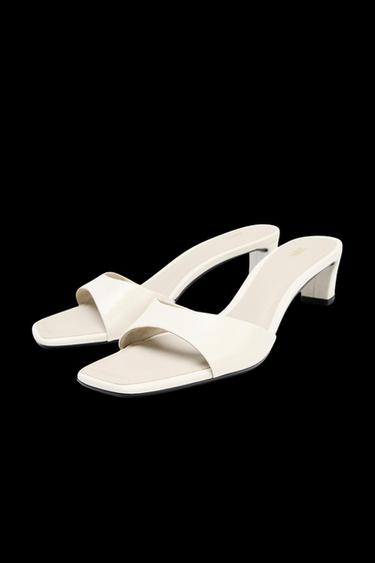 LOW-HEEL LEATHER SANDALS - Ecru White by Zara