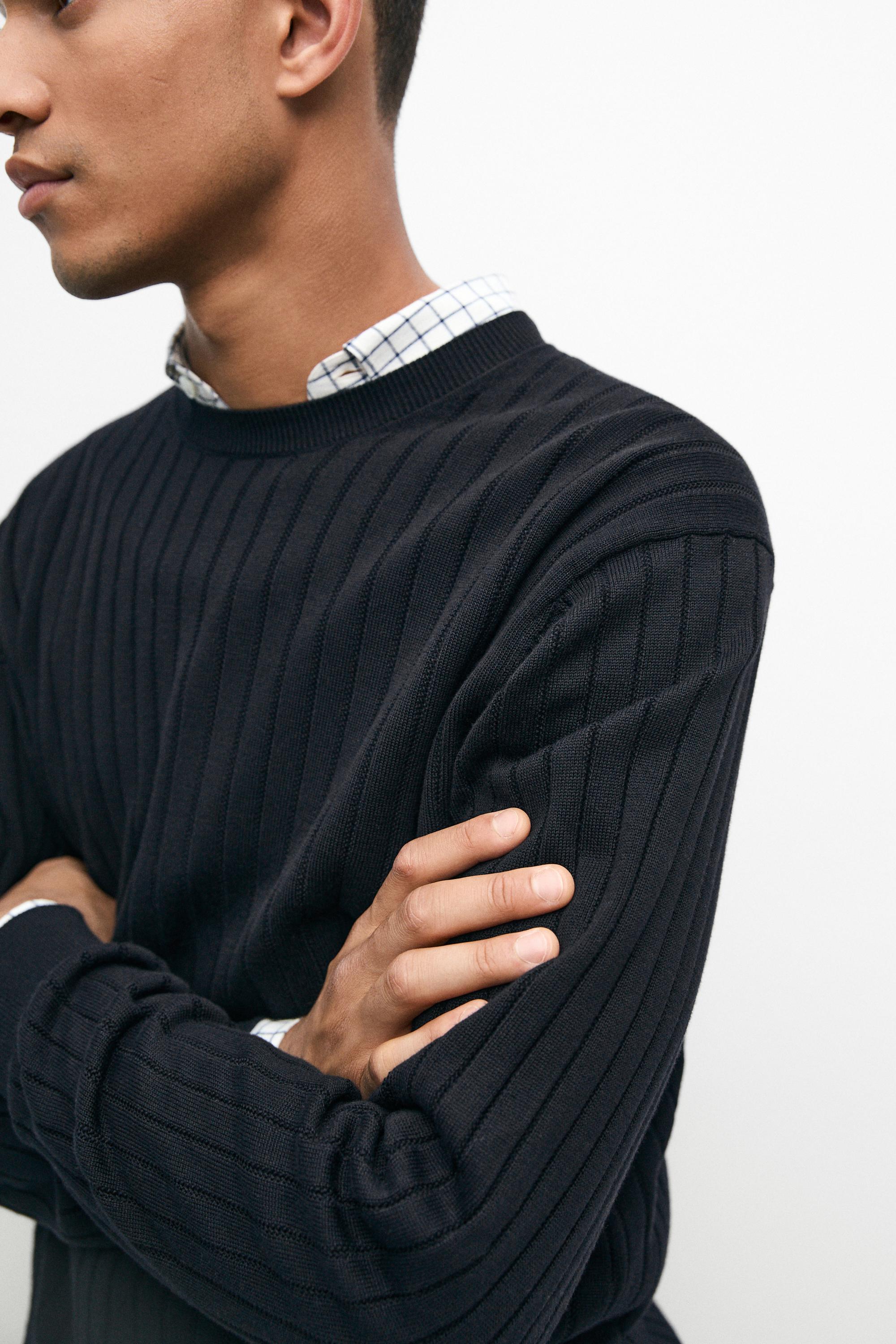 Pull en maille côtelée 100 % coton