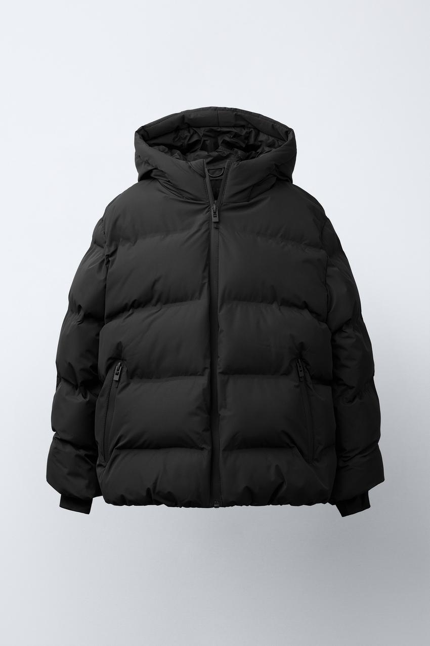 新品 ZARA 撥水加工入りジャケット コンパクト収納袋付 ブラック 黒 XL 