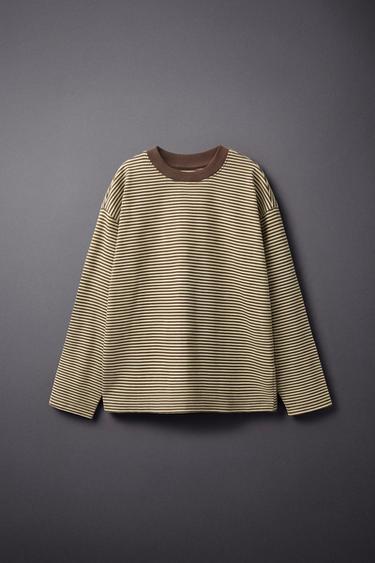 HEAVYWEIGHT STRIPED T-SHIRT — Brown 1