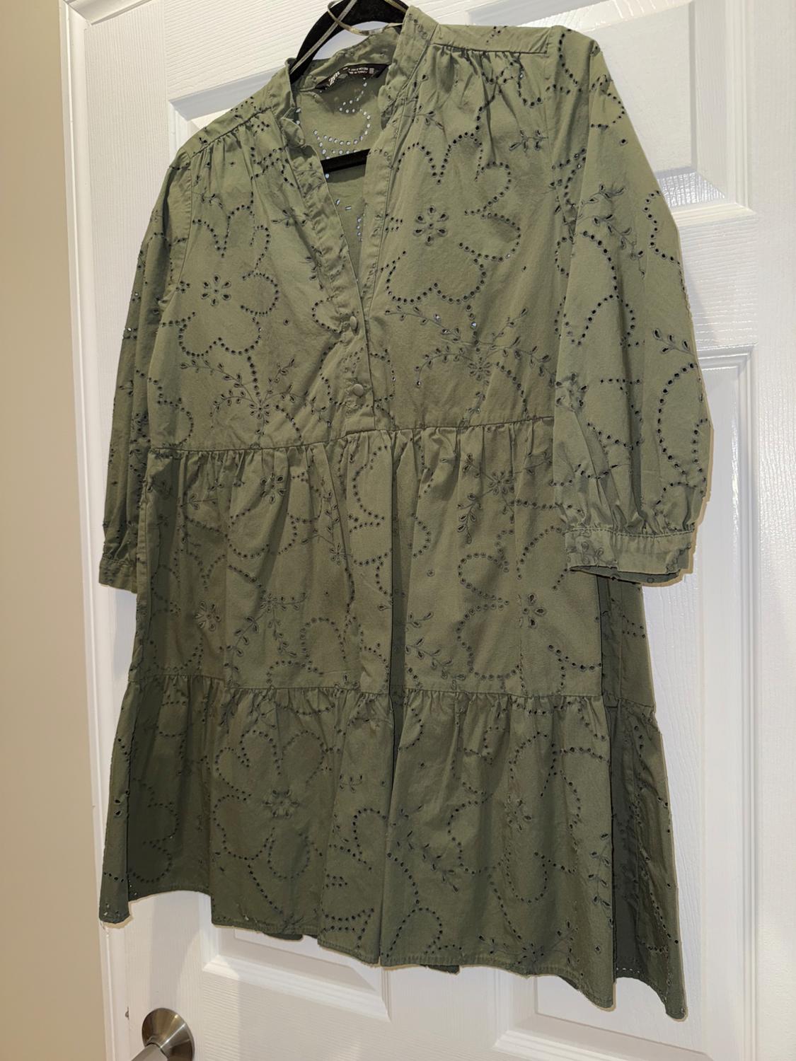 OPENWORK EMBROIDERED MINI DRESS