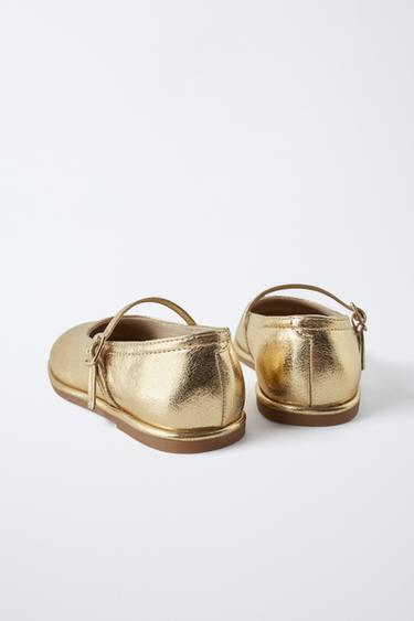 BALLERINES MÉTALLISÉES - Or de Zara - Image 3
