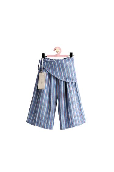 ZARA TIMELESS - PANTALÓN PAREO RAYAS - Azul de Zara