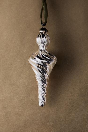 ELONGATED SPIRAL CHRISTMAS TREE DECORATION — Silver 1
