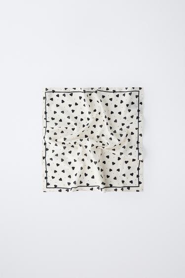 HEART AND POLKA DOT PRINT SQUARE BANDANA - Black by Zara - Image 2