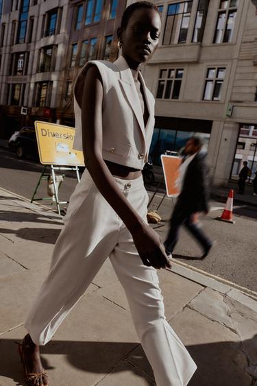 KALHOTY CULOTTES S VYSOKÝM PASEM - Písková od Zara