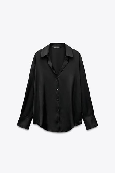 BASIC SATIN SHIRT - Black by Zara