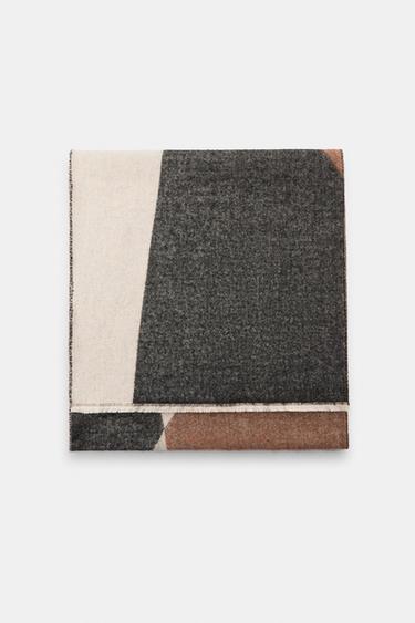 Zara SOFT PRINTED SCARF - taupe brown