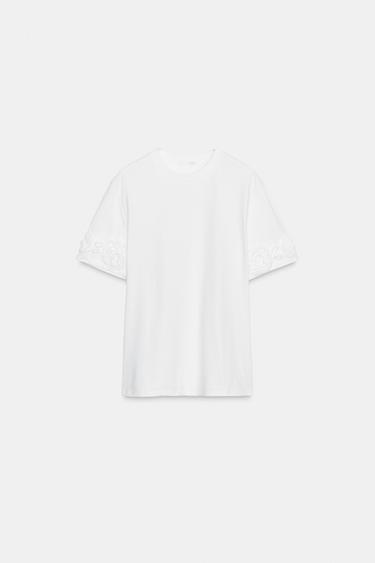 3D FLORAL T-SHIRT - White by Zara - Image 4