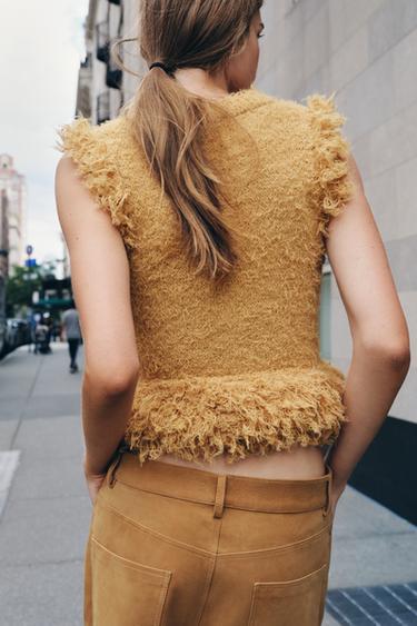 FAUX FUR KNIT TOP - camel by Zara - Image 2