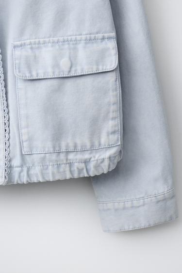 BLOUSON EN TOILE AVEC DENTELLE - Bleu clair de Zara - Image 3