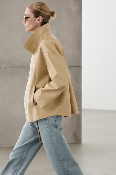 Chemise en cuir nappa - Jaune de Zara