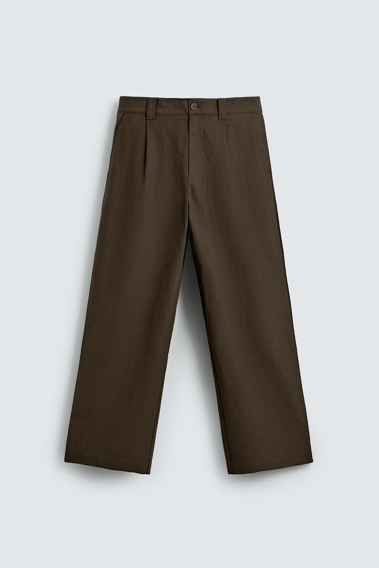 ZARA WIDE-LEG PLEATED TROUSERS